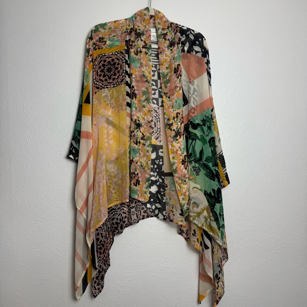 Anthropologie Multicolor Patchwork Sheer Open Shawl‎